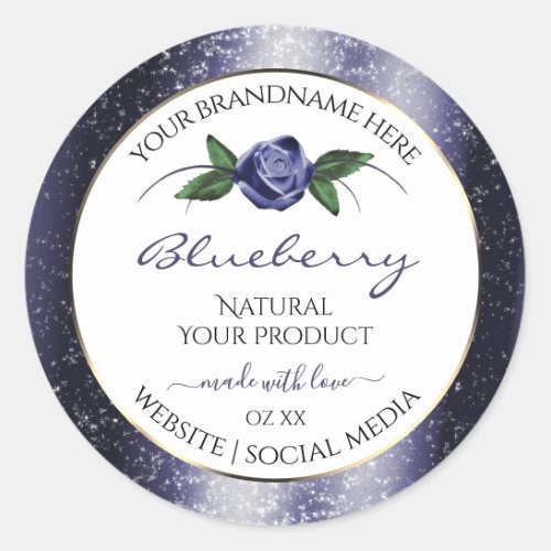 Dark Blue White Product Labels Sparkling Glitter