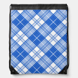 Dark Blue White Tartan Pattern yxm0uat9 diagonal Drawstring Bag