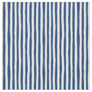 Dark Blue & White Wonky Stripes Fabric