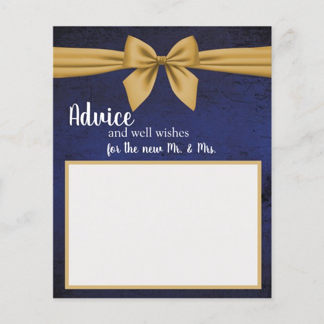 Dark Blue with Gold Bow Advice Card (Front)