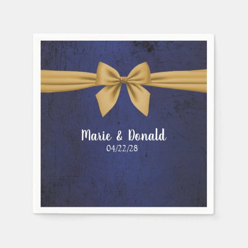 Dark Blue with Gold Bow Napkins