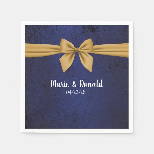 Dark Blue with Gold Bow Napkins (Front)