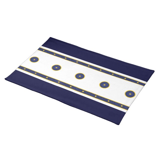 Dark Blue with Gold Stars Cloth Placemat (On Table)