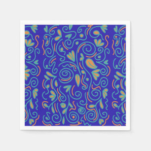Dark blue with neon swirls napkins