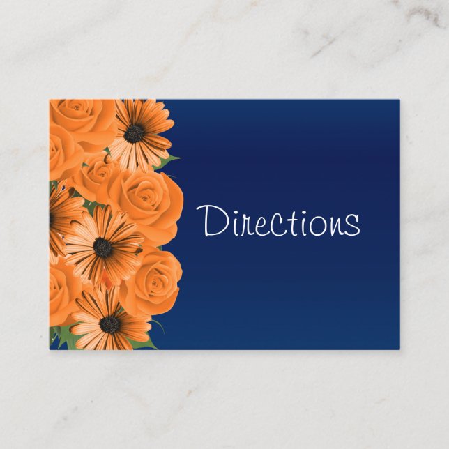 Dark Blue with Orange Roses - Directions Enclosure Card (Front)