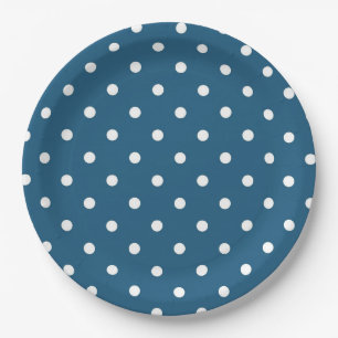 Dark Blue with Polka Dots Paper Plates