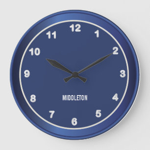 Dark Blue with White Accent Large Clock