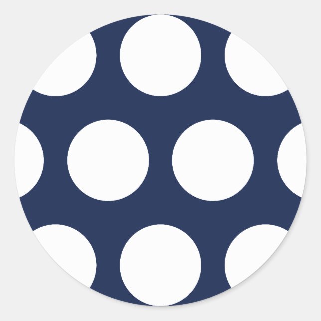 Dark Blue with White Dots Classic Round Sticker (Front)