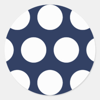 Dark Blue with White Dots Classic Round Sticker