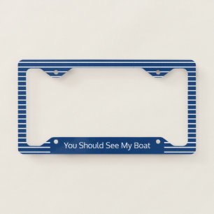 Dark Blue With White Pinstripe  License Plate Frame