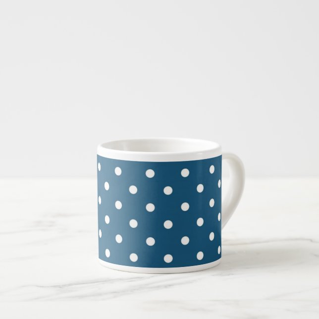 Dark Blue with White Polka Dots Espresso Cup (Front Right)