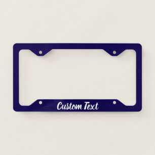 Dark Blue with White Script License Plate Frame