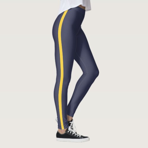 Dark Blue Yellow Stripe Leggings