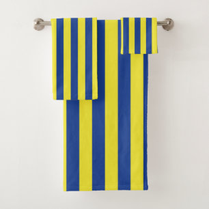 Dark Blue & Yellow Stripes Bath Towel Set