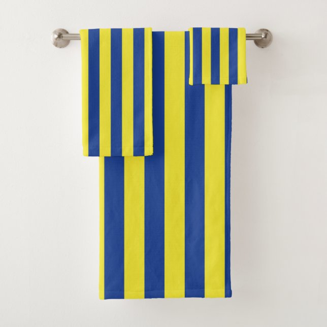 Dark Blue & Yellow Stripes  Bath Towel Set (Insitu)