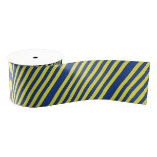 Dark Blue & Yellow Stripes  Grosgrain Ribbon