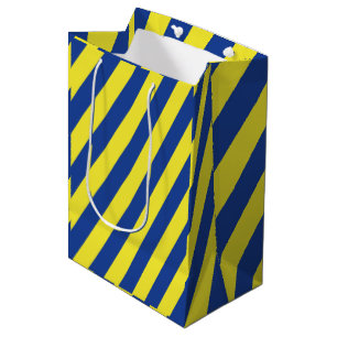 Dark Blue & Yellow Stripes Medium Gift Bag