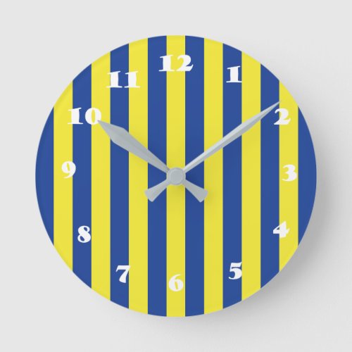 Dark Blue & Yellow Stripes  Round Clock