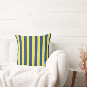 Dark Blue & Yellow Stripes Throw Pillow