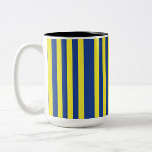 Dark Blue & Yellow Stripes Two-Tone Coffee Mug
