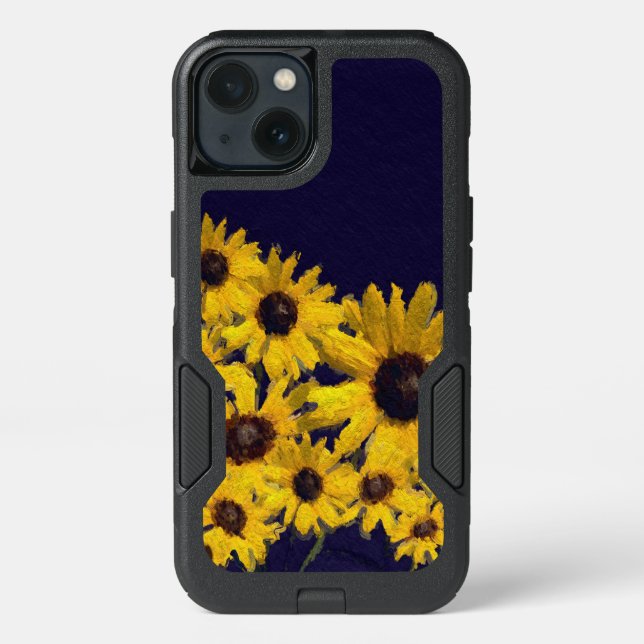 Dark Blue Yellow Sunflowers Otterbox iPhone Case (Back)