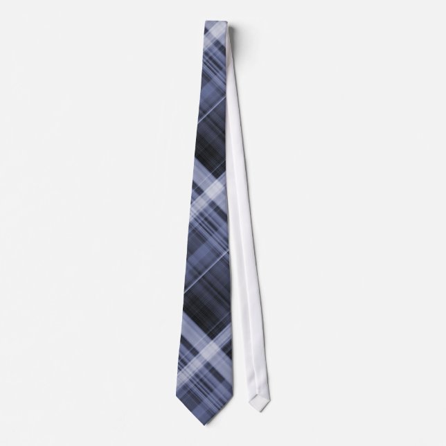 Dark Blues Color Plaid Pattern Men's Neck Tie (Front)