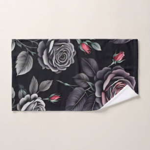 Dark Blush Roses Floral Art design Bath Towel Set