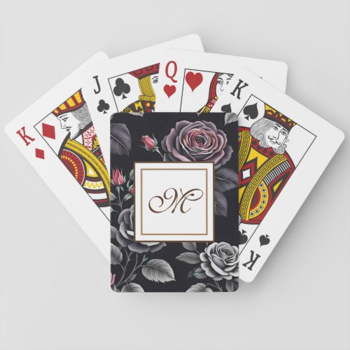 Dark Blush Roses Floral Art design Playing Cards