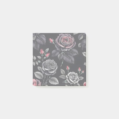 Dark Blush Roses Floral Art design Post_it Notes