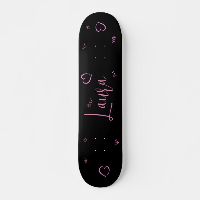 Dark Board, Black, Pink, Girly, Personalized, Skateboard (Front)