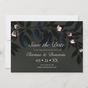 Dark Boho Floral Leaves Handfasting Save The Date