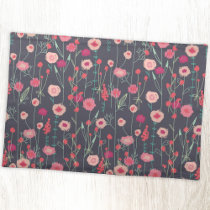 Dark Boho Floral Pattern Cloth Placemat