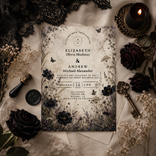 Dark Boho Goth Wedding Invitation