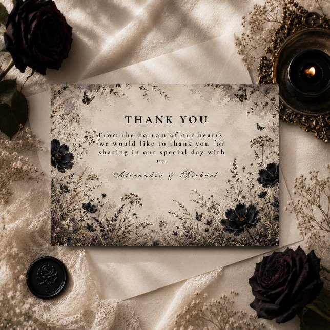 Dark Boho Goth Wedding Thank You Card (Creator Uploaded)