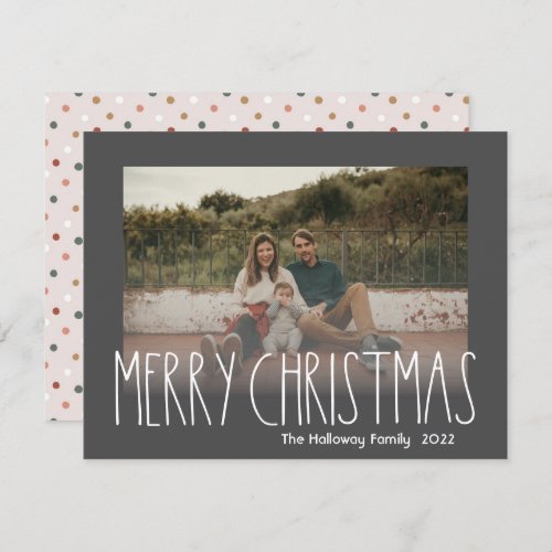 Dark Boho Polka Dot Christmas Faded Photo Holiday Card