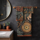 Dark Boho Terracotta Sage Botanical Pattern