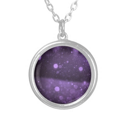 Dark Bokeh Background _ Purple  Silver Plated Necklace