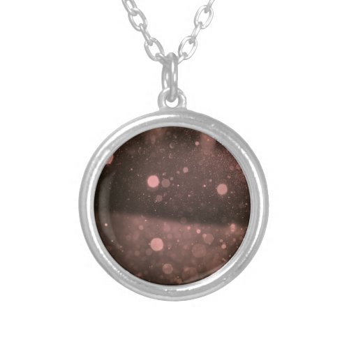 Dark Bokeh Background _ Red Silver Plated Necklace