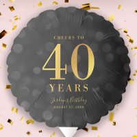 Dark Bokeh Faux Gold Cheers to 40 Years Birthday