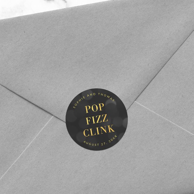 Dark Bokeh Faux Gold Pop Fizz Clink Classic Round Sticker (Creator Uploaded)