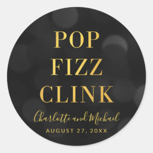 Dark Bokeh Faux Gold Pop Fizz Clink Classic Round Sticker