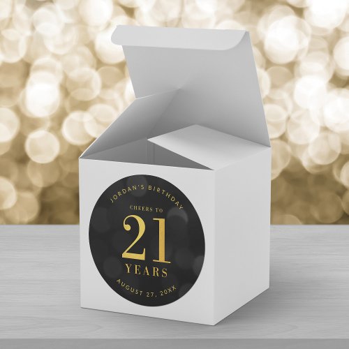 Dark Bokeh Gold Cheers to 21 Years Birthday Classic Round Sticker