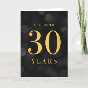 Dark Bokeh Gold Cheers to 30 Years Birthday Card