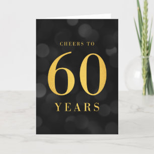 Dark Bokeh Gold Cheers to 60 Years Birthday Card