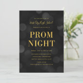 Dark Bokeh Lights Faux Gold High School Prom Invitation (Standing Front)