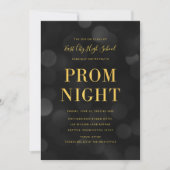 Dark Bokeh Lights Faux Gold High School Prom Invitation (Front)