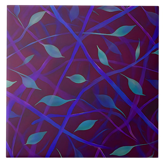 Dark Botanical Burgundy Jewel Foliage Abstract Ceramic Tile (Front)