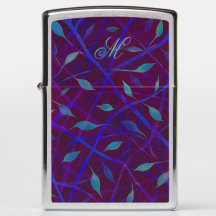 Dark Botanical Burgundy Jewel Foliage Monogram