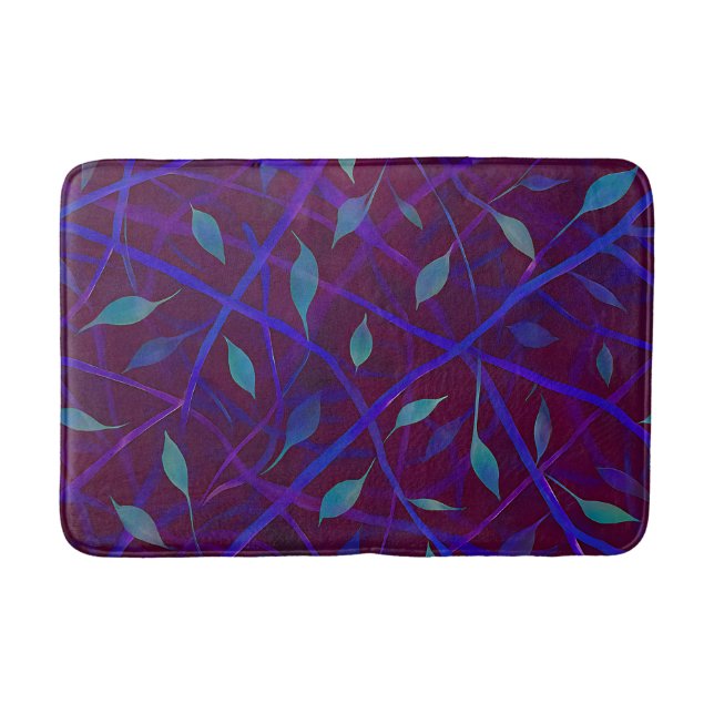 Dark Botanical Burgundy Jewel Tone Foliage  Bath Mat (Front)