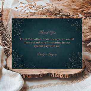 Dark Botanical Elegant Luxurious Thank You Card